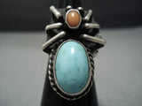 Incredible Vintage Native American Jewelry Navajo Light Blue Sterling Silver Ring-Nativo Arts