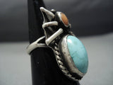 Incredible Vintage Native American Jewelry Navajo Light Blue Sterling Silver Ring-Nativo Arts