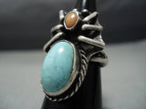 Incredible Vintage Native American Jewelry Navajo Light Blue Sterling Silver Ring-Nativo Arts