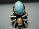 Incredible Vintage Native American Jewelry Navajo Light Blue Sterling Silver Ring-Nativo Arts