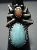 Incredible Vintage Native American Jewelry Navajo Light Blue Sterling Silver Ring-Nativo Arts