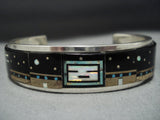 Incredible Vintage Native American Jewelry Navajo Midnight Kachina Turquoise Sterling Silver Bracelet-Nativo Arts