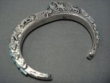 Incredible Vintage Native American Jewelry Navajo Raised Figures Sterling Silver Bracelet Old-Nativo Arts