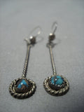 Incredible Vintage Native American Jewelry Navajo Sterling Silver Bisbee Turquoise Earrings Old-Nativo Arts