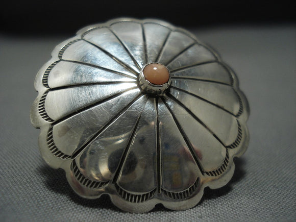 Incredible Vintage Native American Jewelry Navajo Sterling Silver Rhodocyte Flower Ring Old-Nativo Arts