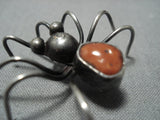 Incredible Vintage Native American Jewelry Navajo Sterling Silver Spider Coral Pin Old-Nativo Arts