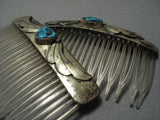 Incredible Vintage Native American Jewelry Navajo Sterling Silver Turquoise Hair Combs Barrtte Pin-Nativo Arts