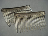 Incredible Vintage Native American Jewelry Navajo Sterling Silver Turquoise Hair Combs Barrtte Pin-Nativo Arts