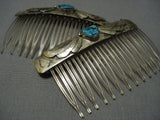 Incredible Vintage Native American Jewelry Navajo Sterling Silver Turquoise Hair Combs Barrtte Pin-Nativo Arts