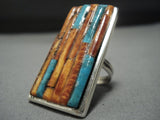 Incredible Vintage Native American Jewelry Navajo Sterling Silver Turquoise Orange Ring-Nativo Arts