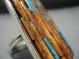 Incredible Vintage Native American Jewelry Navajo Sterling Silver Turquoise Orange Ring-Nativo Arts