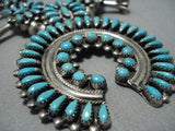 Incredible Vintage Native American Jewelry Navajo Sterling Silver Turquoise Squash Blossom Necklace Old-Nativo Arts
