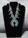 Incredible Vintage Native American Jewelry Navajo Sterling Silver Turquoise Squash Blossom Necklace Old-Nativo Arts