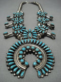 Incredible Vintage Native American Jewelry Navajo Sterling Silver Turquoise Squash Blossom Necklace Old-Nativo Arts