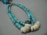 Incredible Vintage Native American Jewelry Navajo Turquois Disced 198 Grams Jacla Necklace Old-Nativo Arts