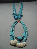 Incredible Vintage Native American Jewelry Navajo Turquois Disced 198 Grams Jacla Necklace Old-Nativo Arts