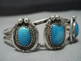Incredible Vintage Native American Jewelry Navajo Turquoise Sterling Silver Bracelet Cuff Old Pawn-Nativo Arts