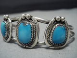 Incredible Vintage Native American Jewelry Navajo Turquoise Sterling Silver Bracelet Cuff Old Pawn-Nativo Arts