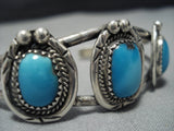 Incredible Vintage Native American Jewelry Navajo Turquoise Sterling Silver Bracelet Cuff Old Pawn-Nativo Arts