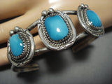 Incredible Vintage Native American Jewelry Navajo Turquoise Sterling Silver Bracelet Cuff Old Pawn-Nativo Arts