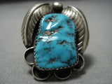 Incredible Vintage Native American Jewelry Navajo Turquoise Sterling Silver Leaf Ring Old-Nativo Arts