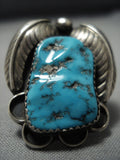Incredible Vintage Native American Jewelry Navajo Turquoise Sterling Silver Leaf Ring Old-Nativo Arts