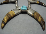 Incredible Vintage Native American Jewelry Navajo Turquoise Sterling Silver Necklace Old-Nativo Arts