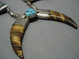 Incredible Vintage Native American Jewelry Navajo Turquoise Sterling Silver Necklace Old-Nativo Arts