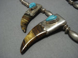 Incredible Vintage Native American Jewelry Navajo Turquoise Sterling Silver Necklace Old-Nativo Arts