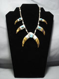 Incredible Vintage Native American Jewelry Navajo Turquoise Sterling Silver Necklace Old-Nativo Arts