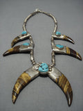 Incredible Vintage Native American Jewelry Navajo Turquoise Sterling Silver Necklace Old-Nativo Arts