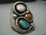 Incredible Vintage Native American Jewelry Zuni Deepset Turquoise Sterling Silver Ring Old-Nativo Arts