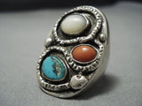 Incredible Vintage Native American Jewelry Zuni Deepset Turquoise Sterling Silver Ring Old-Nativo Arts