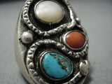 Incredible Vintage Native American Jewelry Zuni Deepset Turquoise Sterling Silver Ring Old-Nativo Arts