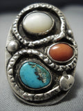Incredible Vintage Native American Jewelry Zuni Deepset Turquoise Sterling Silver Ring Old-Nativo Arts