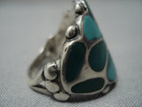 Incredible Vintage Native American Jewelry Zuni Green Turquoise Sterling Silver Ring-Nativo Arts
