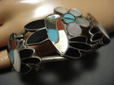 Incredible Vintage Native American Jewelry Zuni Hummingbird Turquoise Inlay Sterling Silver Bracelet-Nativo Arts
