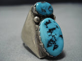 Incredible Vintage Native American Jewelry Zuni Sterling Silver Sky Blue Turquoise Ring-Nativo Arts