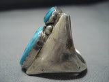 Incredible Vintage Native American Jewelry Zuni Sterling Silver Sky Blue Turquoise Ring-Nativo Arts