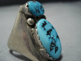Incredible Vintage Native American Jewelry Zuni Sterling Silver Sky Blue Turquoise Ring-Nativo Arts