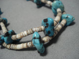 Incredible! Vintage Native American Navajo Apache Turquoise Sterling Silver Necklace Old-Nativo Arts