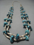 Incredible! Vintage Native American Navajo Apache Turquoise Sterling Silver Necklace Old-Nativo Arts