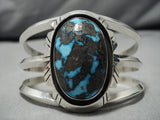 Incredible Vintage Native American Navajo Bisbee Turquoise Sterling Silver Bracelet Old-Nativo Arts