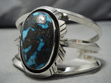 Incredible Vintage Native American Navajo Bisbee Turquoise Sterling Silver Bracelet Old-Nativo Arts