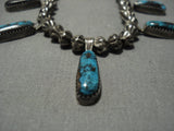 Incredible Vintage Native American Navajo Bisbee Turquoise Sterling Silver Necklace Old-Nativo Arts