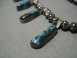 Incredible Vintage Native American Navajo Bisbee Turquoise Sterling Silver Necklace Old-Nativo Arts