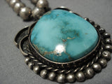 Incredible Vintage Native American Navajo Carico Lake Turquoise Sterling Silver Necklace Old-Nativo Arts