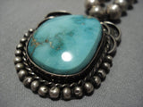 Incredible Vintage Native American Navajo Carico Lake Turquoise Sterling Silver Necklace Old-Nativo Arts
