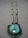Incredible Vintage Native American Navajo Carico Lake Turquoise Sterling Silver Necklace Old-Nativo Arts