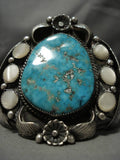 Incredible Vintage Native American Navajo Easter Blue Turquoise Sterling Silver Bracelet Old-Nativo Arts